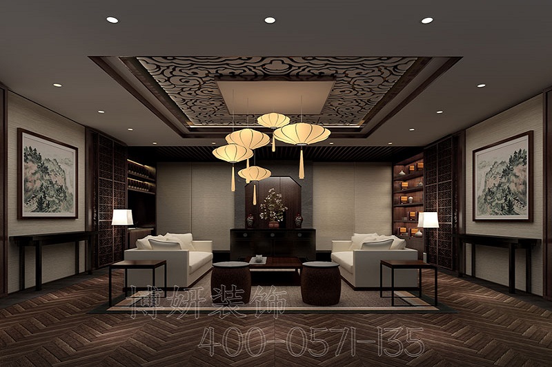 南京傳統(tǒng)中式茶室裝修設(shè)計案例效果圖