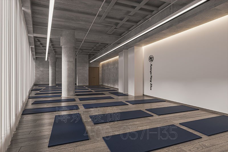 南京簡約原木風(fēng)瑜伽館健身房裝修設(shè)計(jì)方案效果圖-南京博妍工裝公司